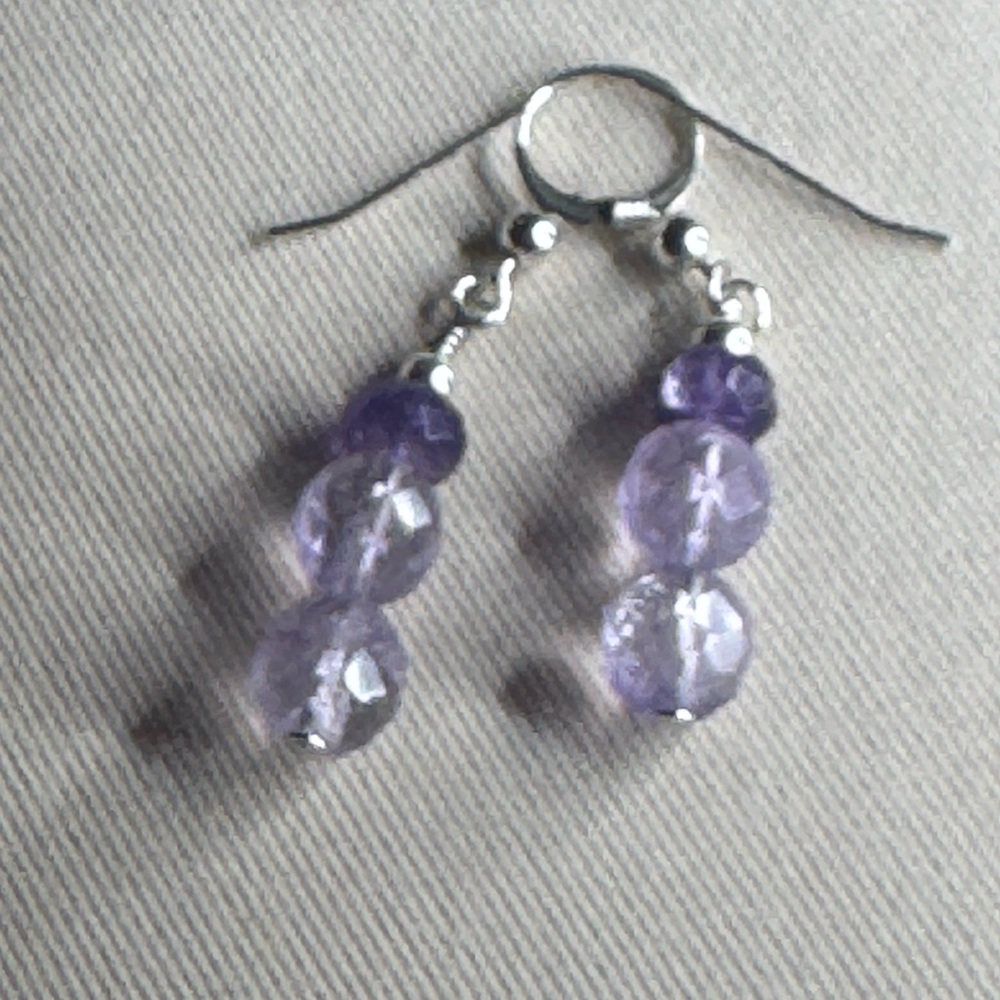 Chic Lavender Beaded Drop Earrings